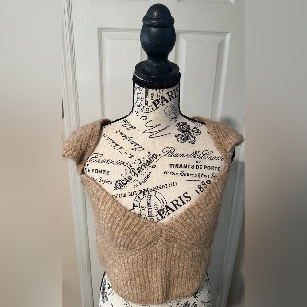 Zara Alpaca Beige Wool Sweater Top NWT